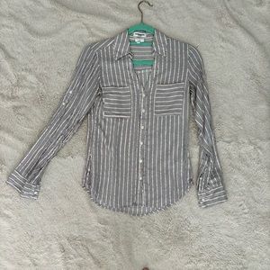 Express Purple Stripe Button Down Top